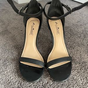 Black ankle strap sandal heel